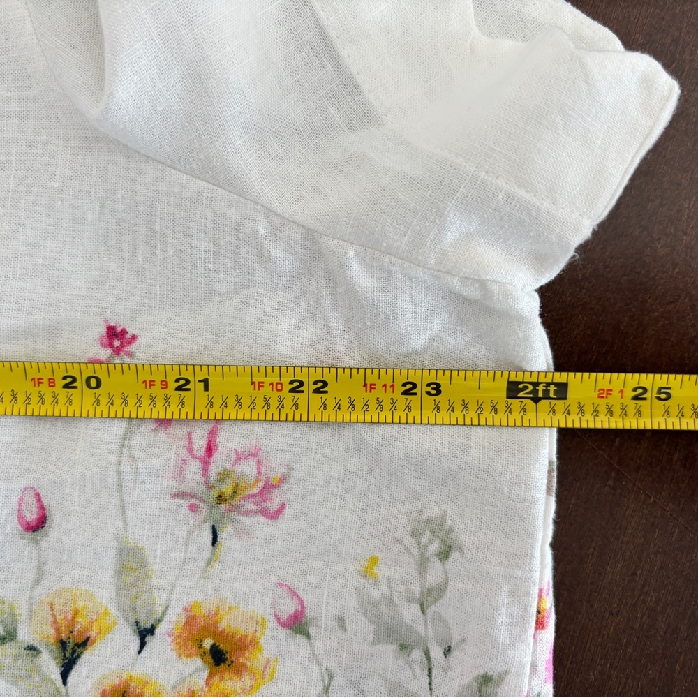 Crown & Ivy XL Floral Blouse White Linen Blend Scallop Collar Cottagecore - Picture 4 of 6